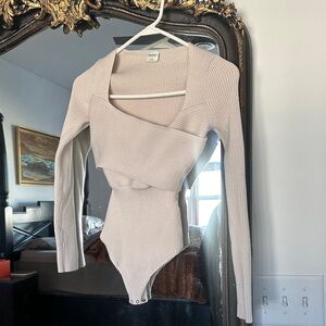 Abercrombie Beige Ribbed Bodysuit